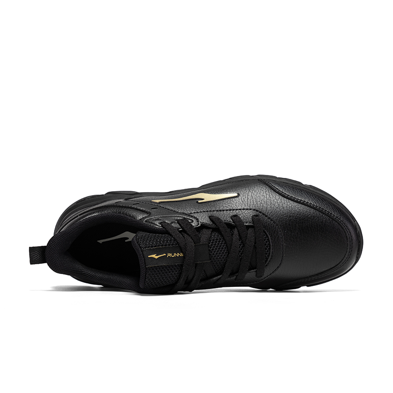 Erke Slip Resistant Abrasion Resistant Low top Running Shoes Men’s Black Gold