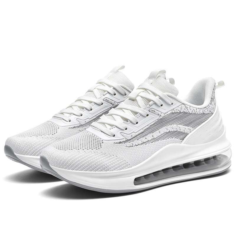 MEKY Cushioning Slip Resistant Abrasion Resistant Low top Running Shoes Men’s White Light Gray