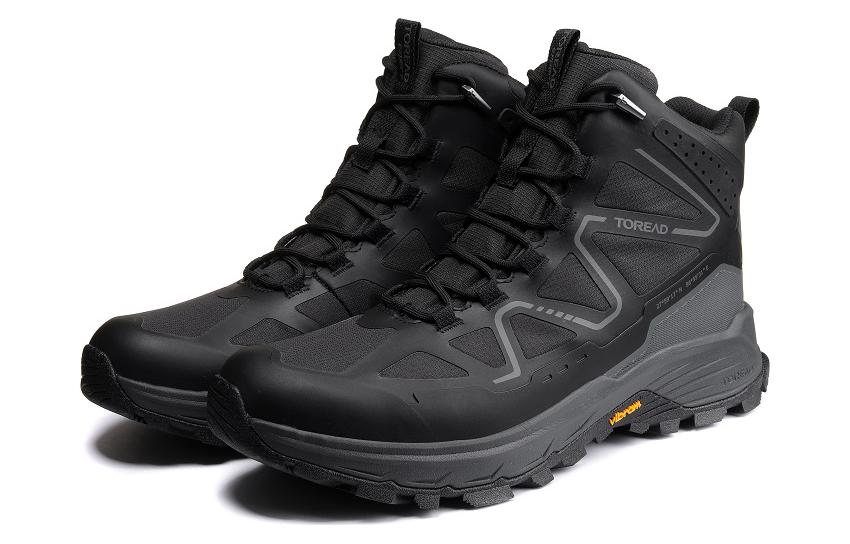 TOREAD Cushioning Abrasion Resistant Breathable High top Outdoor Shoes Men’s Black Gray