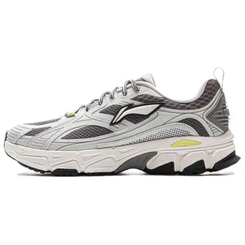 Li Ning Getaway Cushioning Slip Resistant Abrasion Resistant Rebound Low top Casual Running Shoes Men's Gray Purple