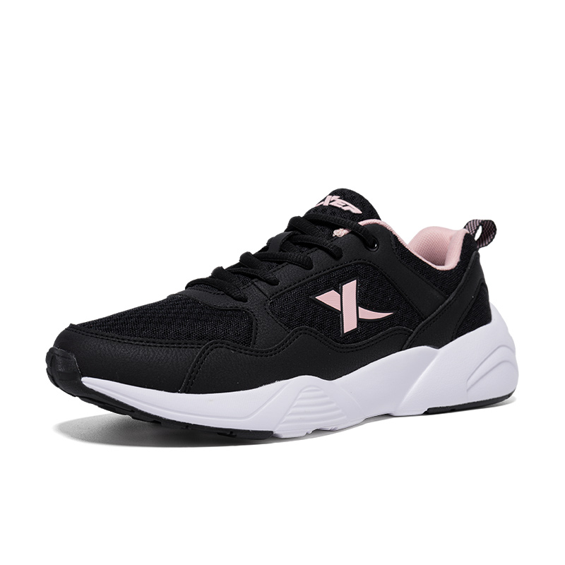 XTEP Breathable And Lightweight Low top Running Shoes Women’s Black Pink