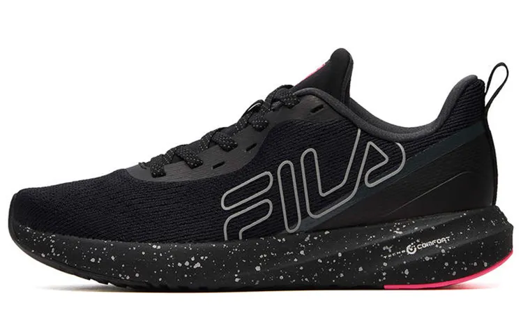 FILA Athletics Comfortable Fabric Cushioning Abrasion Resistant Breathable Low top Running Shoes Women's Black Silver