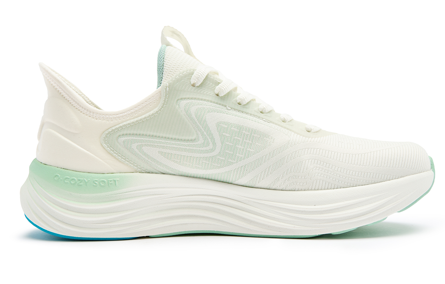 QIAODAN Cushioning Slip Resistant Abrasion Resistant Low top Running Shoes Men’s Cloud Mist Green
