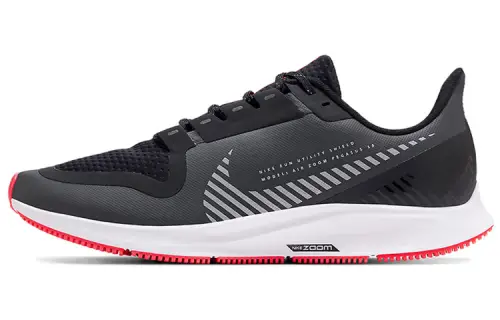 Nike Pegasus 36 Shield Pegasus 36 Professional Sports Fabric Shock Absorbing and Anti-Slip Low Top Marathon Running Shoes Men's Black and White Red