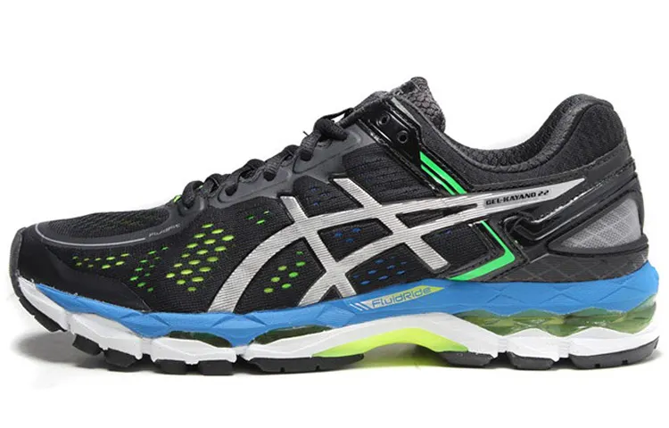 Asics Gel Kayano 22 Textile, Synthetic Leather Low top Running Shoes Men's Black Silver