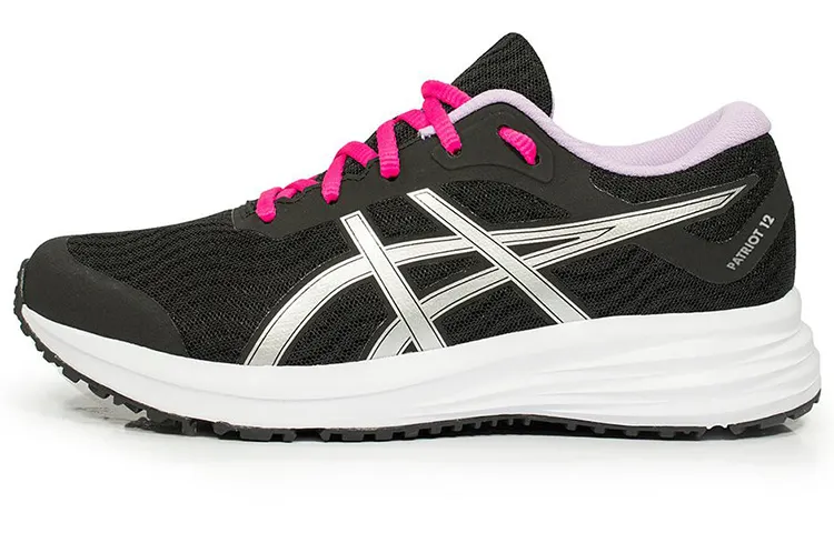 Asics Patriot 12 Abrasion Resistant Breathable Low top Running Shoes Women's Black Silver