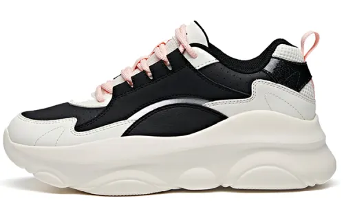 Anta Life Collection Abrasion Resistant Breathable Low top Chunky Sneakers Women's Black Pink White