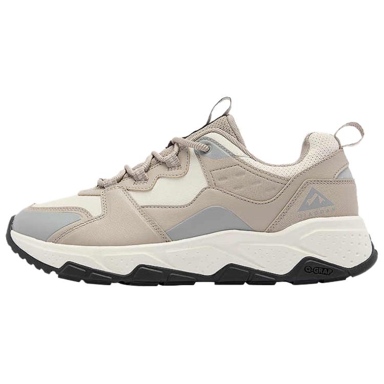 QIAODAN Slip Resistant Abrasion Resistant Slip Resistant Abrasion Resistant Low top Outdoor Shoes Men’s Beige Gray