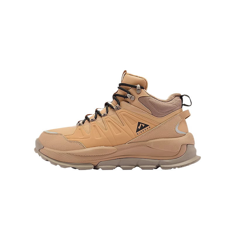 QIAODAN Lightweight Abrasion Resistant Lightweight Abrasion Resistant High top Outdoor Shoes Men’s Tobacco