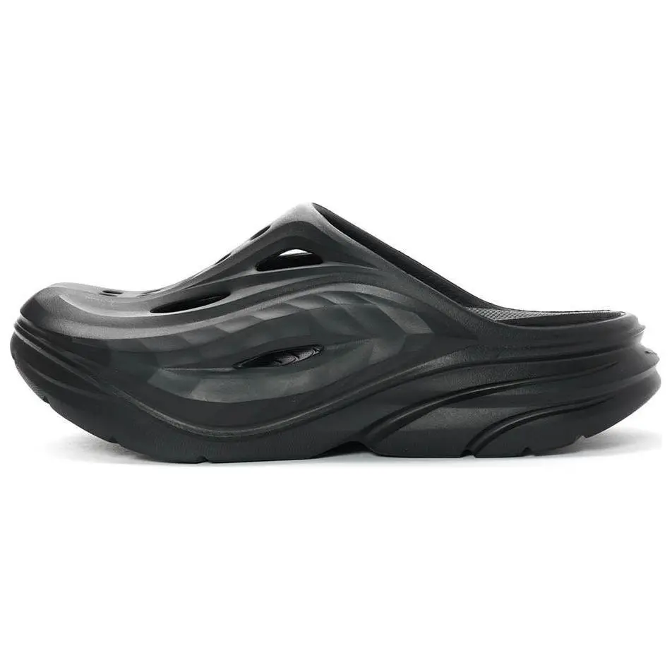 HOKA ONE ONE ORA Recovery Mule Soothing Slip Resistant Closed Toe Slippers Unisex Black