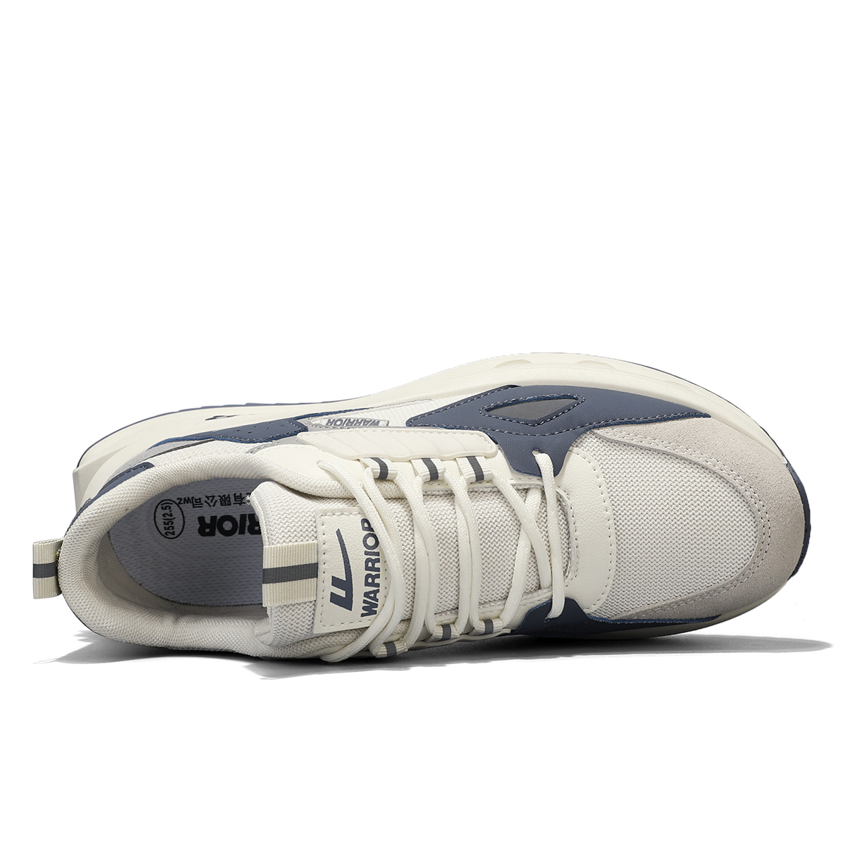 Warrior Height Increasing Abrasion Resistant Low top Running Shoes Men’s Beige Dark Blue Gray