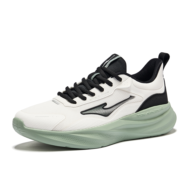 Erke Cushioning Lightweight Rebound Low top Casual Running Shoes Men’s Microcrystal White Jet Black Emerald Wave