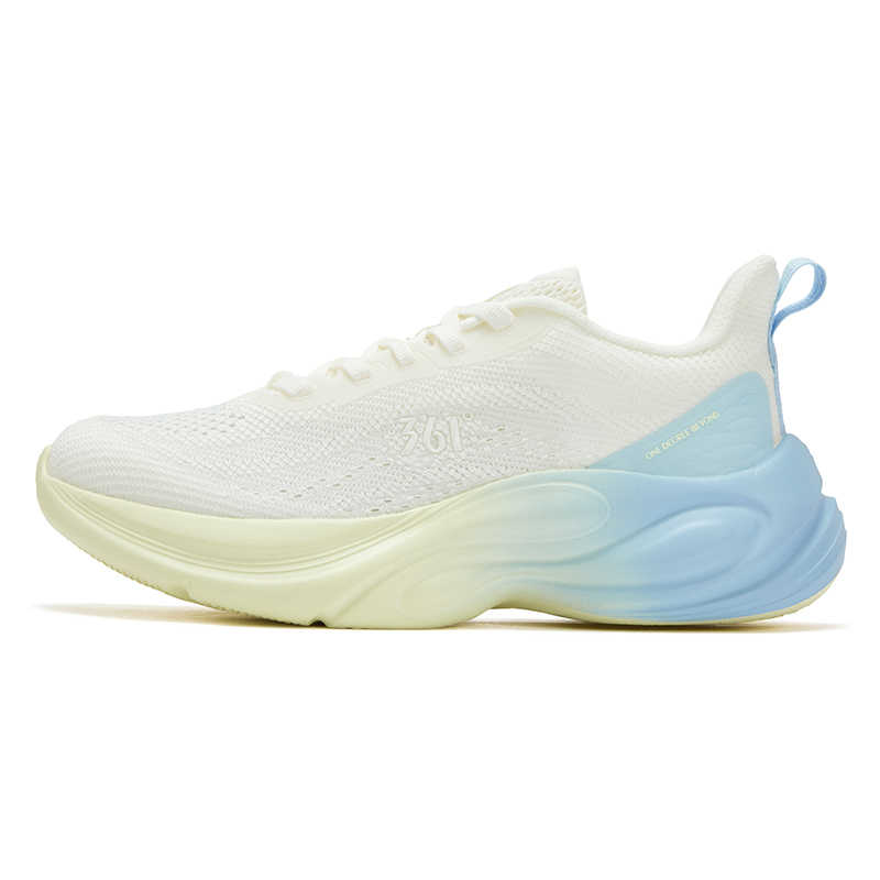 361° Fashion Trend Breathable Lightweight Rebound Low top Casual Running Shoes Women’s Feather White And Yellow