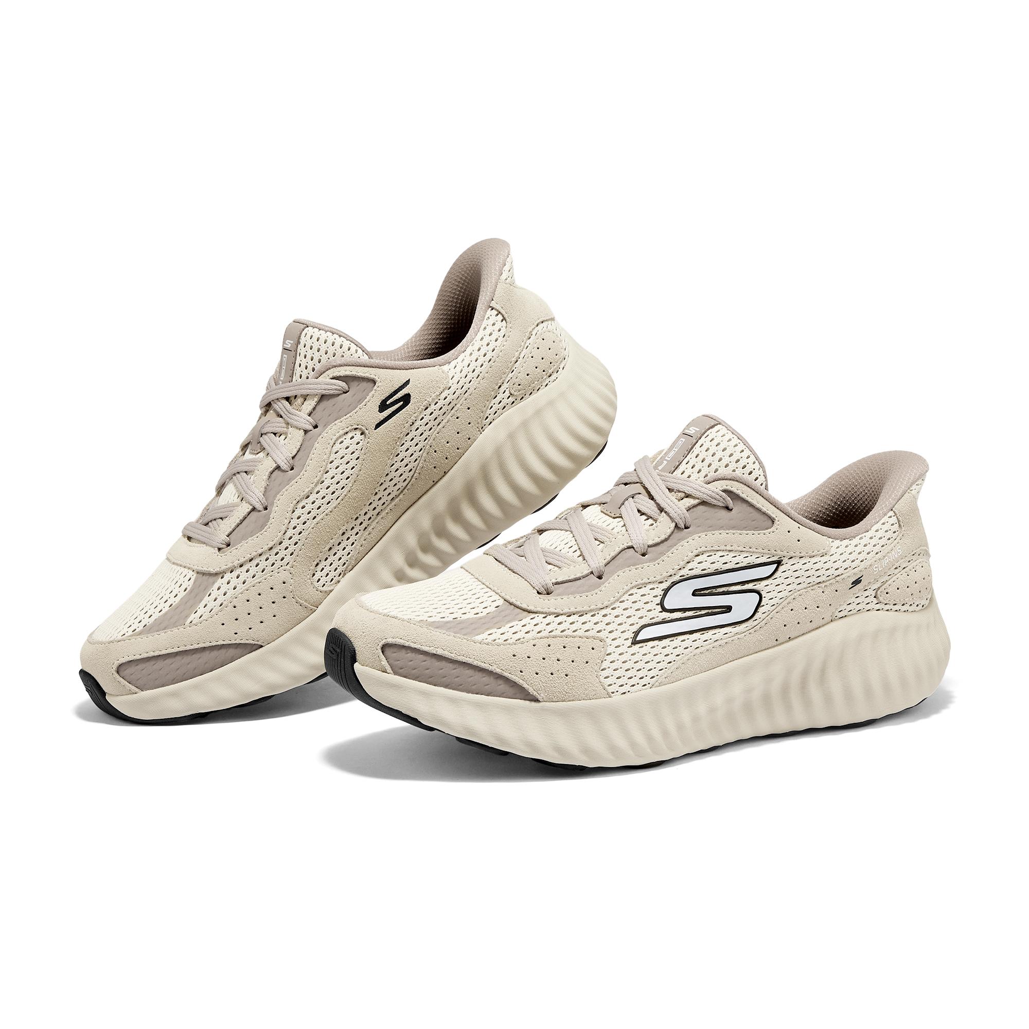Skechers GO RUN NOW Abrasion Resistant Breathable Low top Running Shoes Men’s Beige