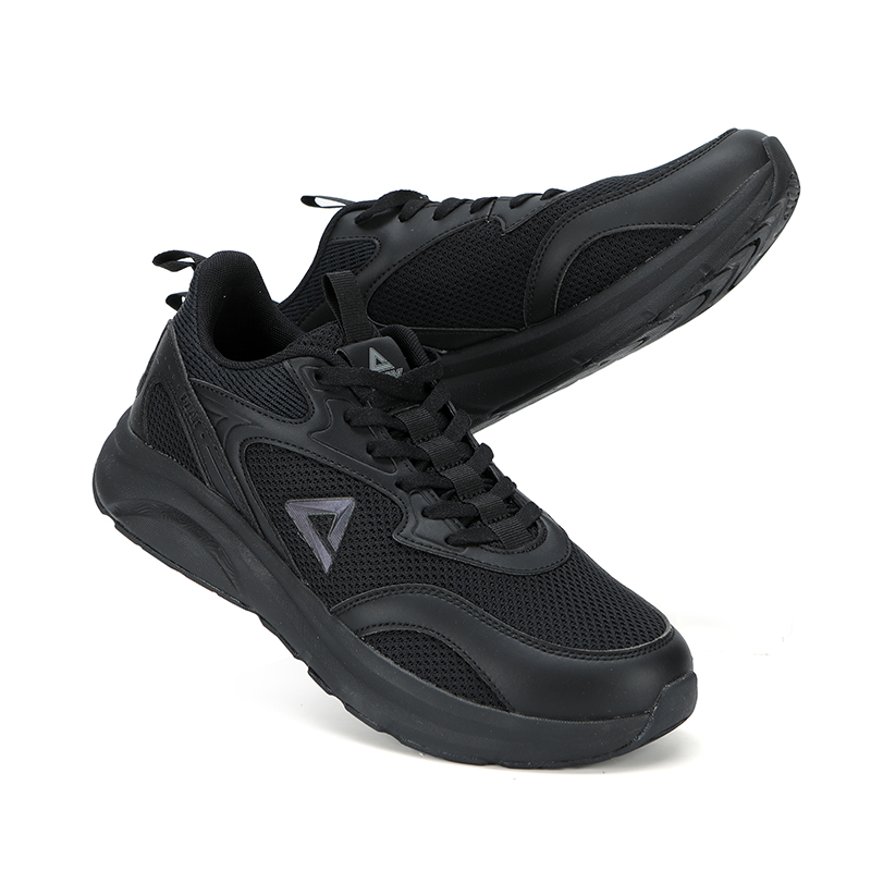 PEAK Cushioning Lightweight Rebound Low top Running Shoes Men’s All Black