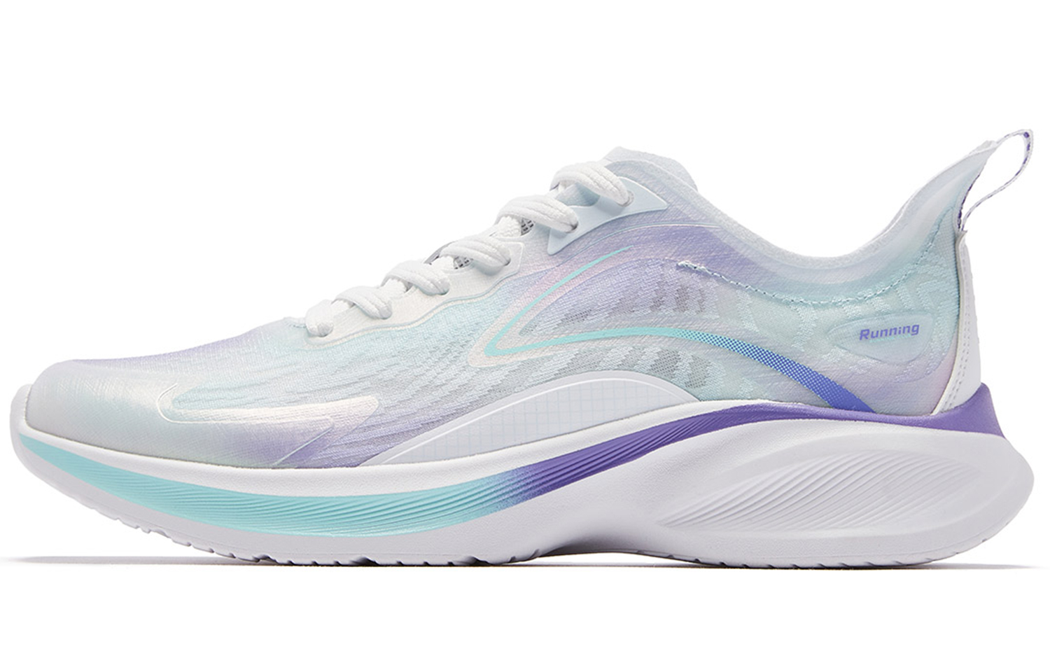 QIAODAN Light Speed 2.0 Plus Cushioning Breathable Low top Sprint Running Shoes Men's White Purple