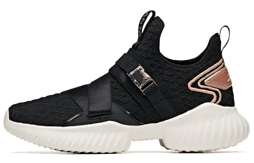 Anta Fabric Slip Resistant Abrasion Resistant Breathable Cushioning Low top Running Shoes Women's Black White Gold