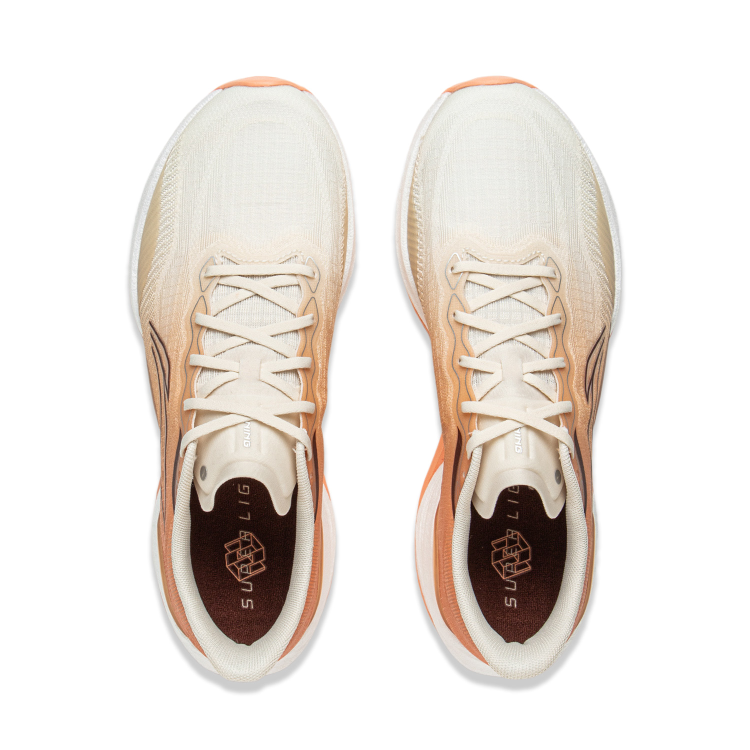 Li Ning Super Light 22 Minimalist Fashion Cushioning Breathable Low top Sprint Running Shoes Women’s White Orange