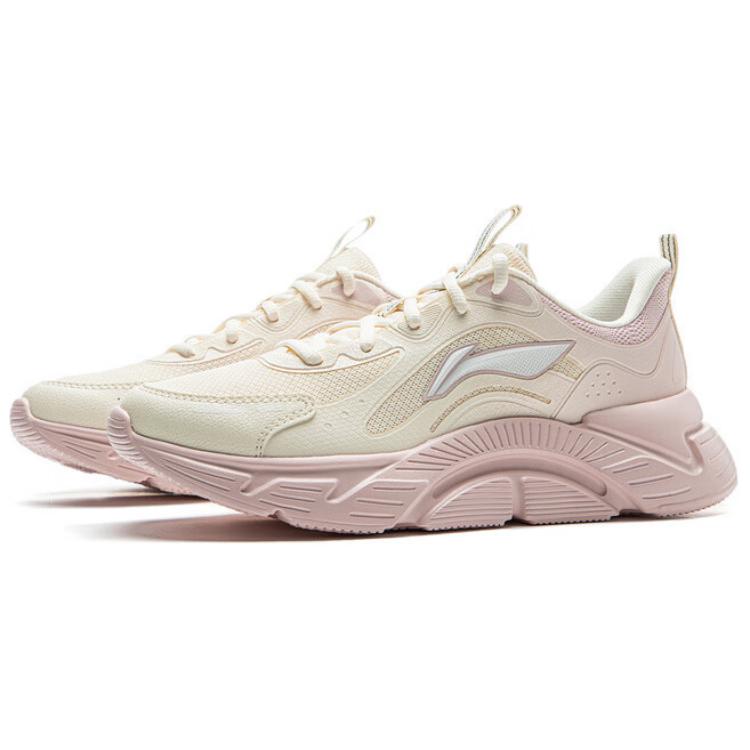Li Ning Low top Casual City Commuting Running Shoes Women’s Beige White Pink