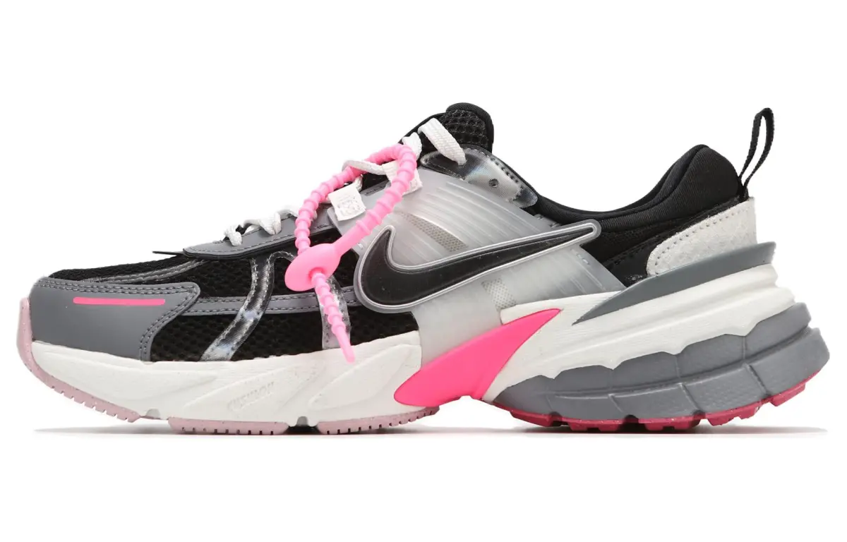 Nike V2K Run Slip Resistant Abrasion Resistant Low top Running Shoes Women's Black Pink