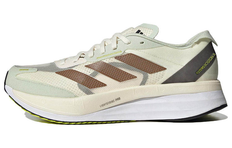 Adidas Adizero Boston 11 Low top Running Shoes Unisex Beige Cyan