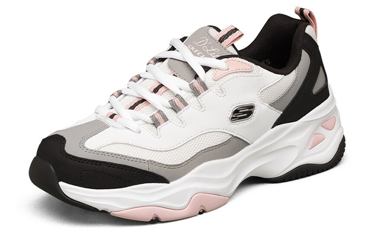 Женские кроссовки Skechers D'Lites (бело-черно-розовые) — Белый / чёрный / розовый — фото 3