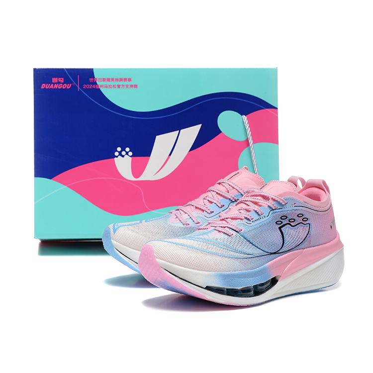 DUANGOU Running Shoes Unisex Low Top Blue Pink Gradient/Glow In The Dark