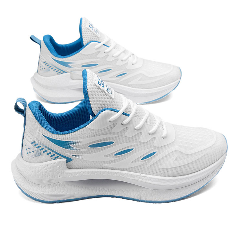 MEKY Slip Resistant Abrasion Resistant Low top Running Shoes Men’s White Blue