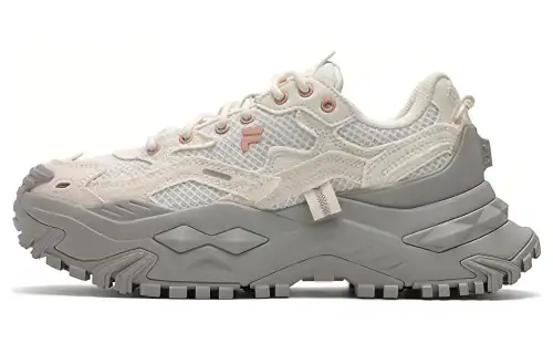 FILA FUSION Bianco Textile, Synthetic Leather Height Increasing Low top Chunky Sneakers Women's Milk White