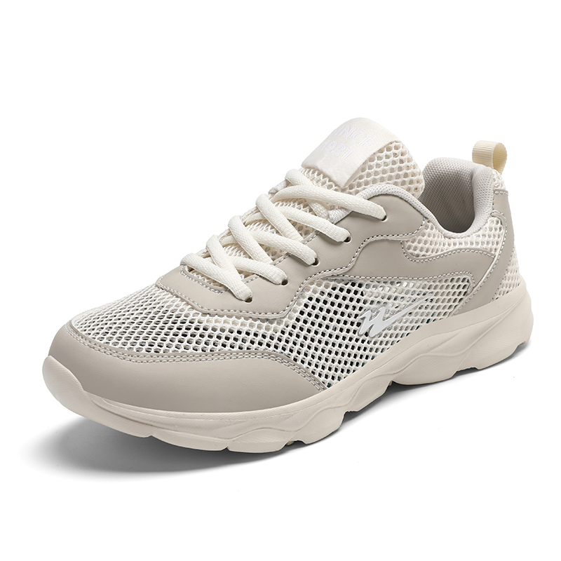 Binary Cushioning Rebound Lightweight Breathable Slip Resistant Low top Casual Running Shoes Women’s Beige