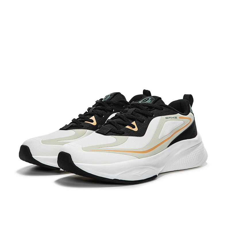 Erke Cushioning Slip Resistant Abrasion Resistant Low top Casual Running Shoes Men’s White Black