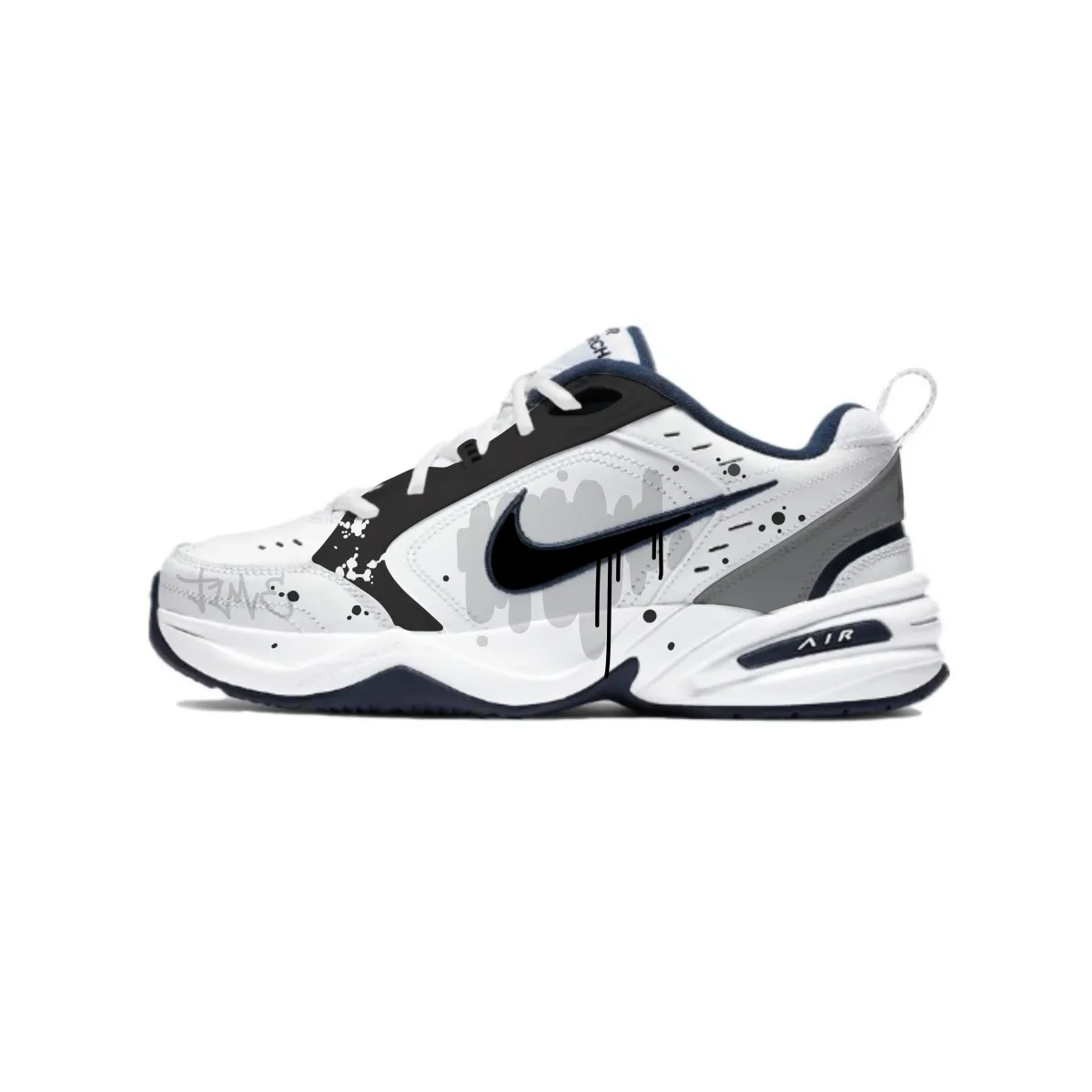 Nike Air Monarch 4 Slip Resistant, Abrasion Resistant, Height Increasing Low top Chunky Sneakers Unisex Black Gray