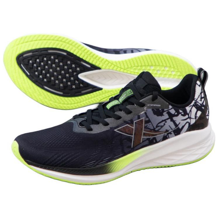 XTEP 5.0LITE Fabric Cushioning Slip Resistant Abrasion Resistant Low top Running Shoes Men’s Black White