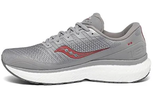 Saucony Triumph 18 Sports Mesh Non slip Lightweight Low top Running Shoes Men's Gray Red Wide Women's