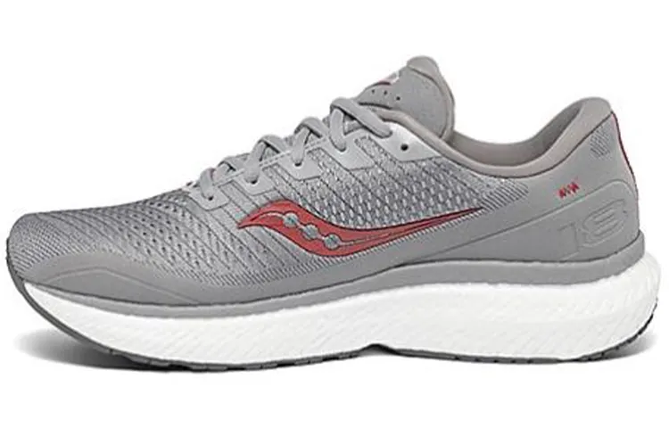 Saucony Triumph 18 Sports Mesh Non slip Lightweight Low top Running Shoes Men's Gray Red Wide Women's