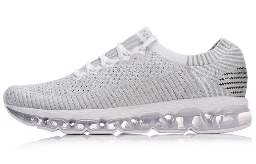 Li Ning Air Cushion Arc Cushioning Slip Resistant Abrasion Resistant Low top Running Shoes Unisex Gray White