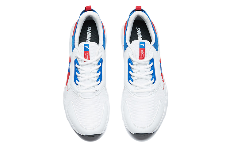 Anta Comfortable Cushioning Slip Resistant Abrasion Resistant Breathable Low top Running Shoes Men’s White Blue Red