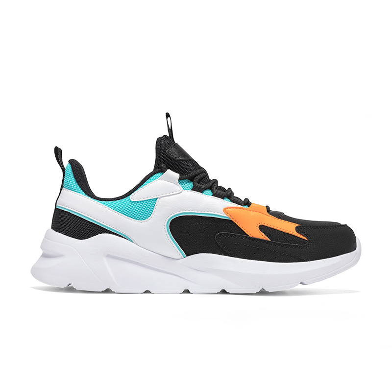 Erke Lightweight Abrasion Resistant Low top Casual Running Shoes Men’s Black White Blue