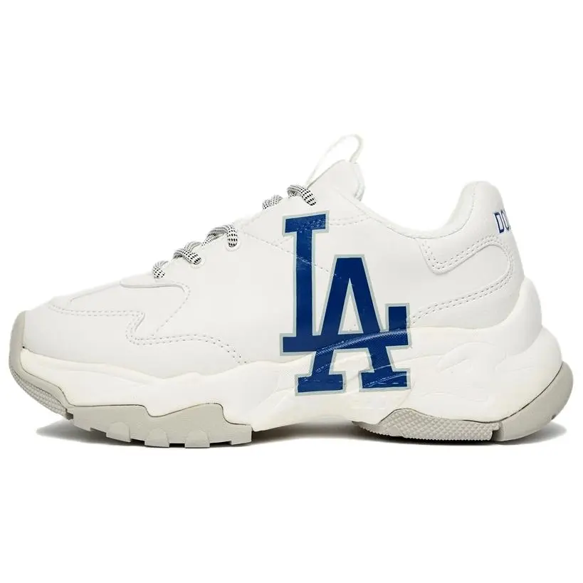 MLB LA DODGERS Leather Slip Resistant Abrasion Resistant Low top Chunky Sneakers Unisex White