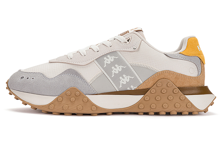 Kappa Textile, Split Cow Leather, TPU Slip Resistant Cushioning Low top Running Shoes Unisex Gray Brown