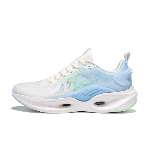 Xtep Hydrogen Wind 6.0 Comfortable, trendy, shock-absorbing and breathable low-cut casual running shoes for men, sail white and microwave blue