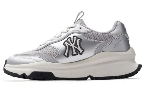 MLB Chunky Runner Mesh Abrasion Resistant Breathable Low top Casual Running Shoes Unisex Silver