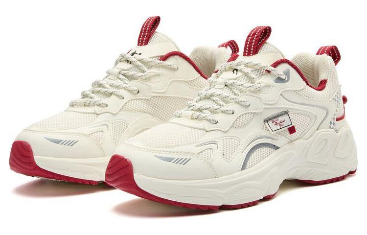 QIAODAN Cherry Shoes Running Shoes Women’s Low Top White Red