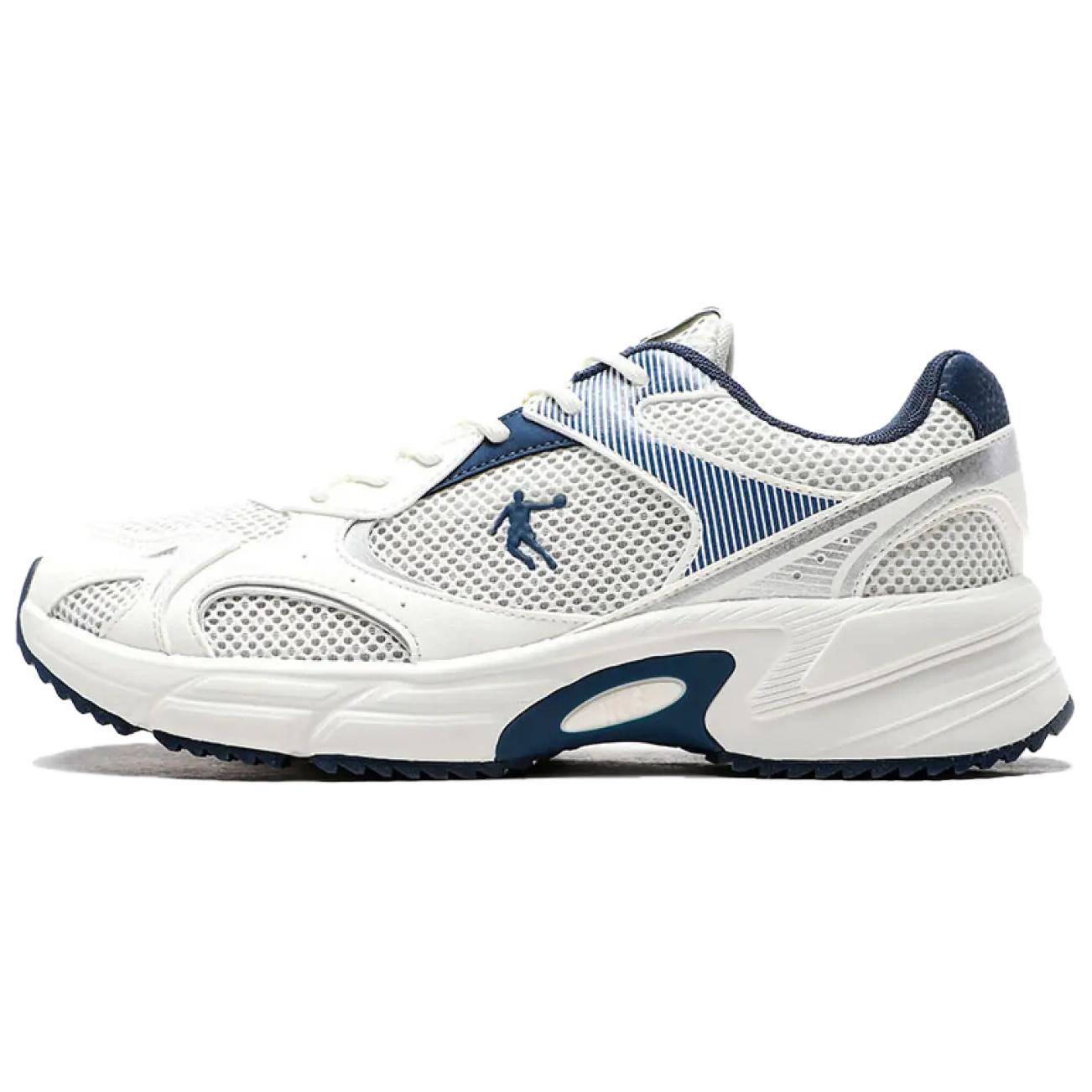QIAODAN Comfortable Round Toe Abrasion Resistant Breathable Low top Casual Running Shoes Men’s White Blue