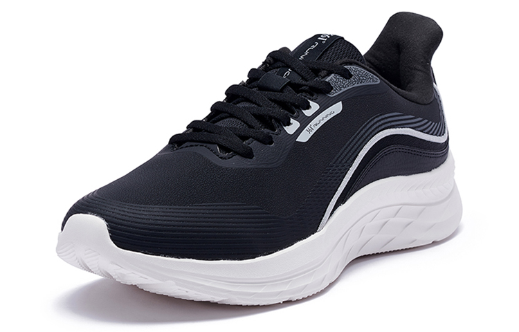 361° Cushioning Abrasion Resistant Lightweight Rebound Low Top Running Shoes Men’s Black Gray White