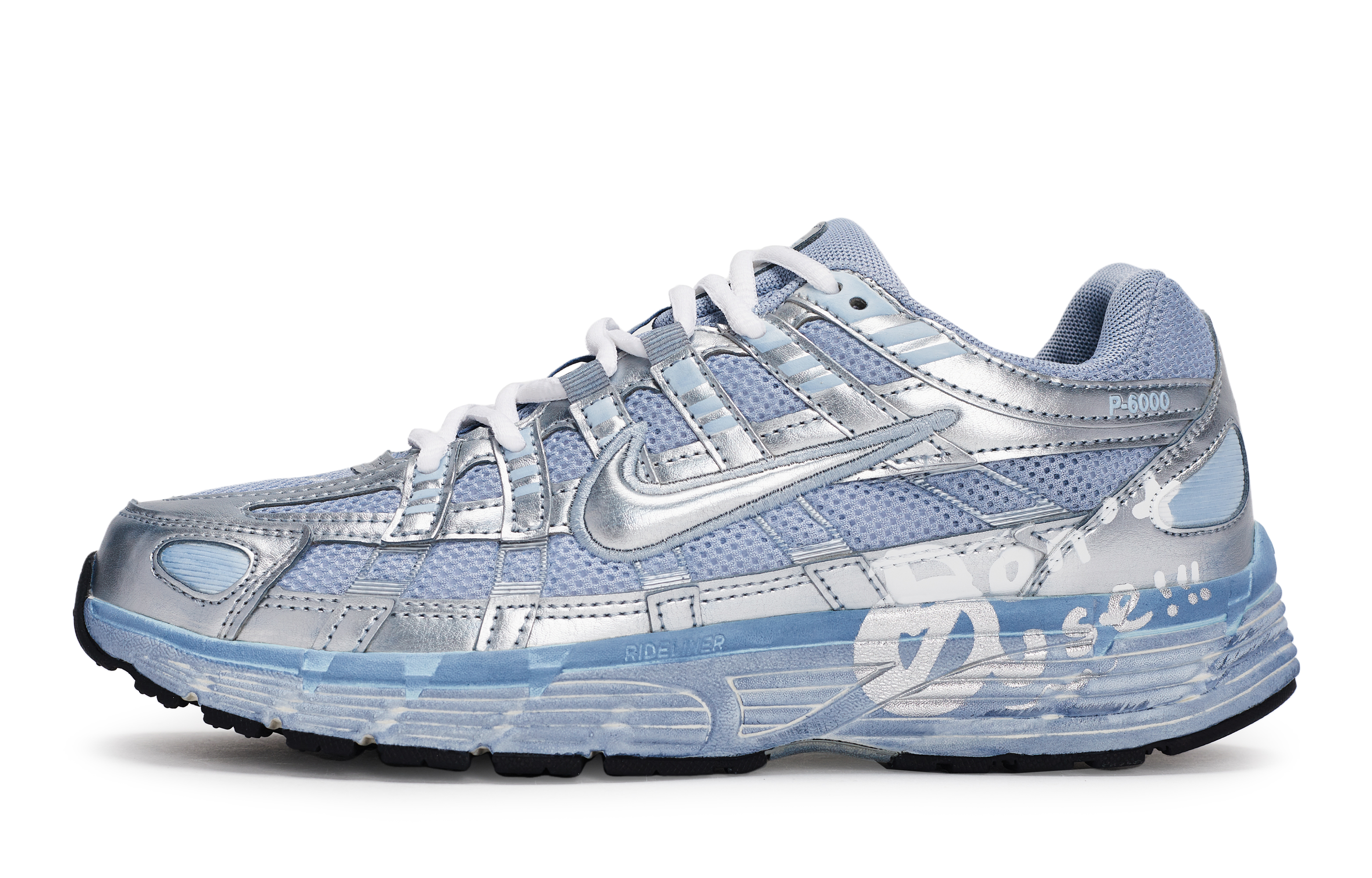 Nike P 6000 Abrasion Resistant Abrasion Resistant Low top Running Shoes Women’s Silver White Blue