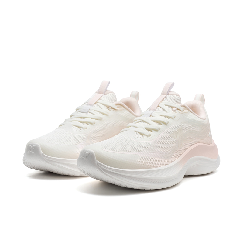 XTEP Feather Fabric Low top Casual Training City Commuting Running Shoes Women’s Sail White Pure Pink