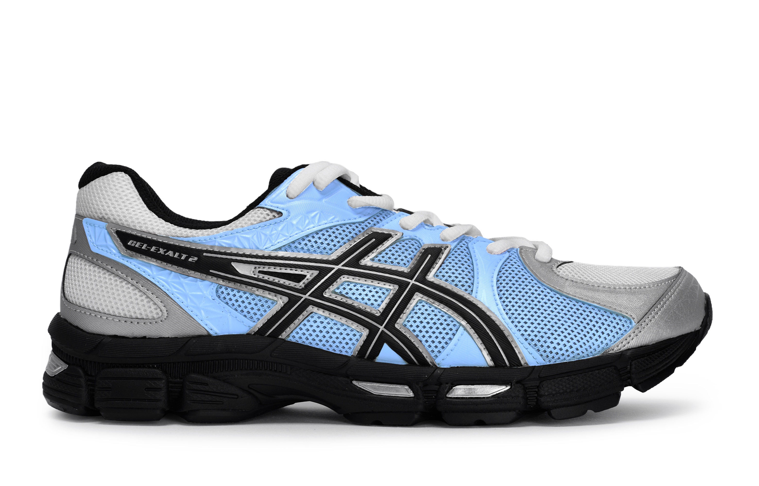 Asics Gel Exalt 2 Cushioning, Wear Resistant Low top Running Shoes Men’s Black Silver Blue