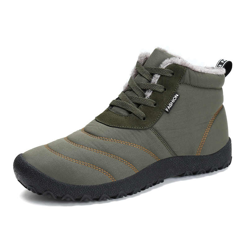 Leyang Comfortable Fleece Lined Mid top Outdoor Shoes Unisex Khaki