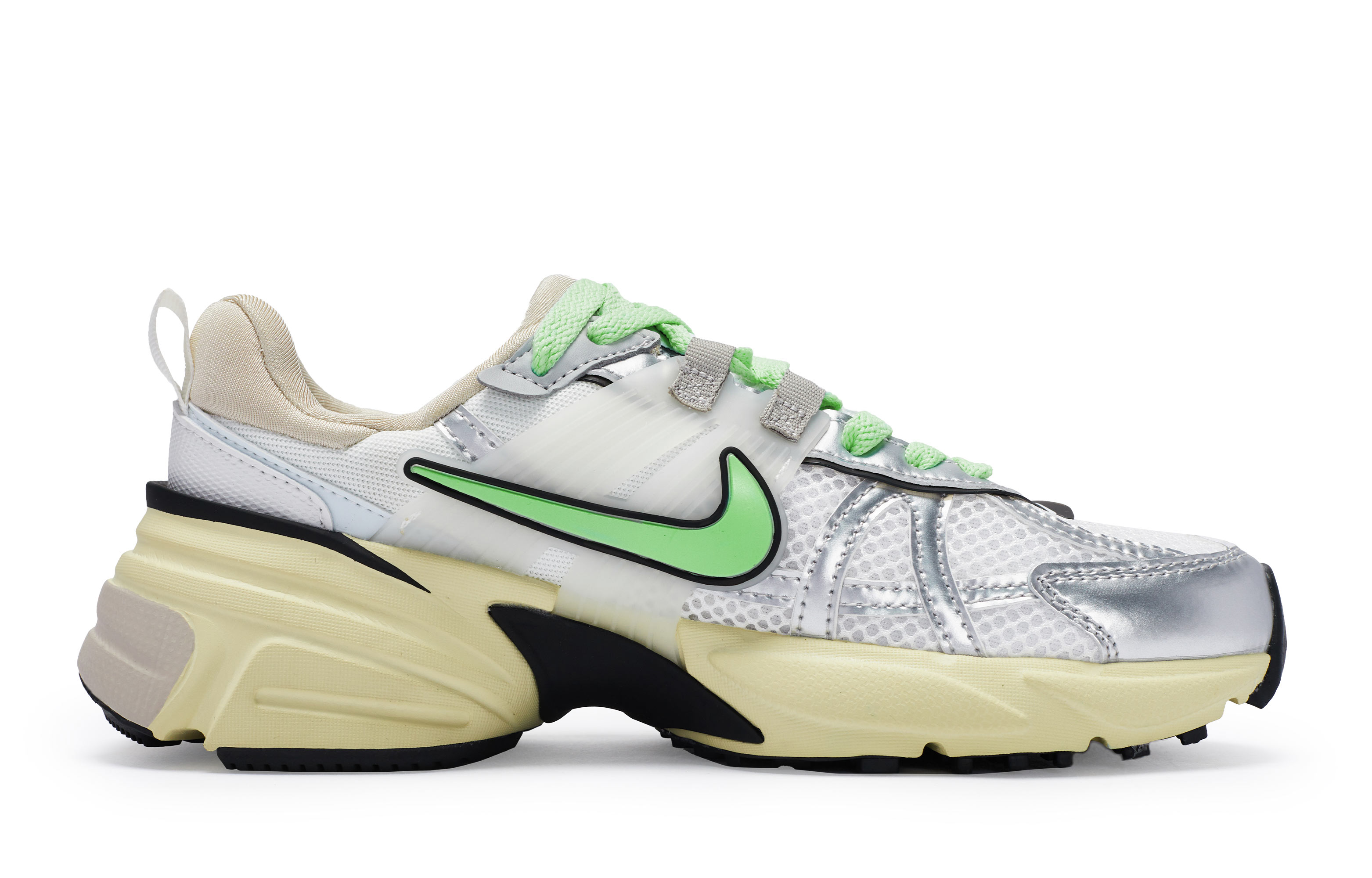 Nike V2K Run Cushioning Slip Resistant Waterproof Low top Running Shoes Women’s White Silver Green